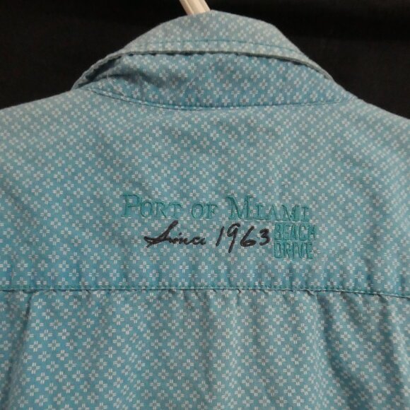 RED WOOD | XXL | Light Blue Dotted Short Sleeve Cotton Shirt | Rolled Cuffs - Picture 10 of 14